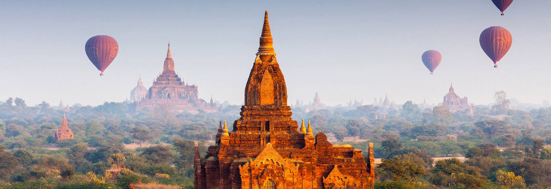 Asia Myanmar Bagan Temples Hot Air Balloons